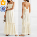 Vestido de algodón con flecos Broderie Anglaise Maxi Dress Manufacture Wholesale Fashion Women Apparel (TA4092D)